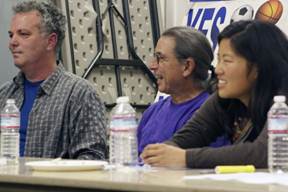 East Bay Express contributor John Geluardi (left), Richmond councilmember Jeff Ritterman (center) and Vivian Huang (right) of the Asian Pacific Environmental Network, were just three of the panelists at last night's town hall. (Photo by: